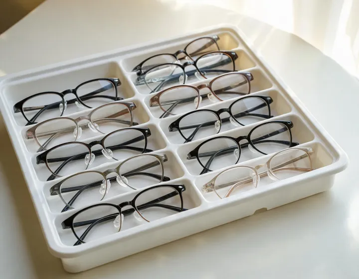 Silicone nose pads glasses sample kit on an approval tray